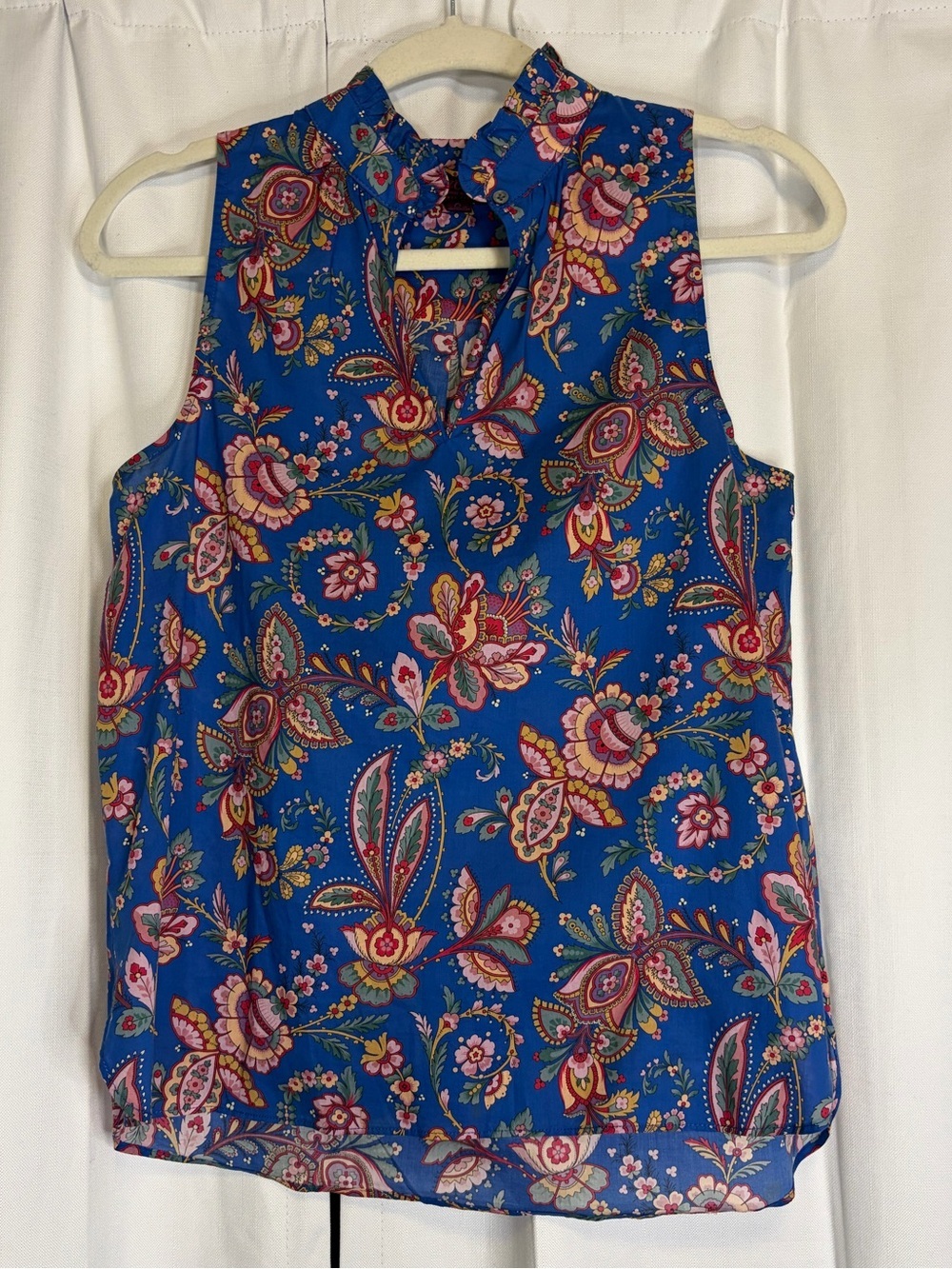 J Crew Made With Liberty Fabrics Flora Belle Blue Floral Paisley Blouse US 0 $88